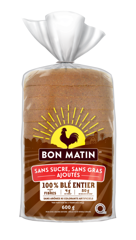 Bon Matin No Sugar, No Fat Added 100% Whole Wheat Bread