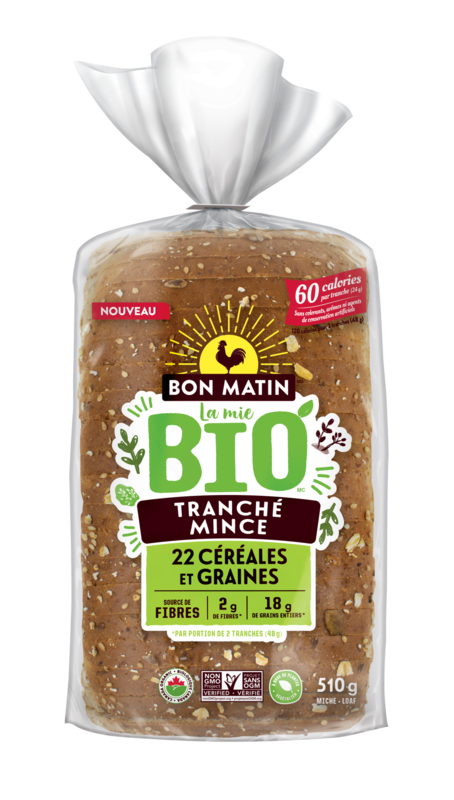 Bon Matin® La mie Bio™ Thin Sliced 22 Grains & Seeds Organic Bread 