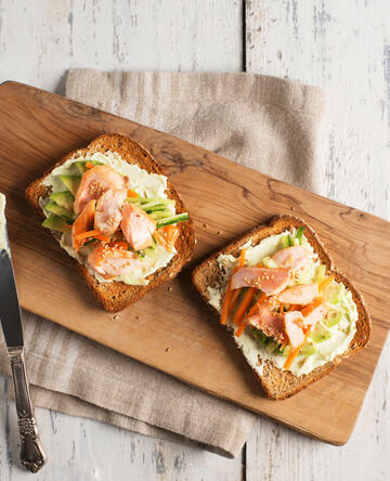 Open-Face Salmon Sushi Bowl Sandwich