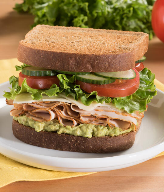 Avocado and Turkey Club Sandwich