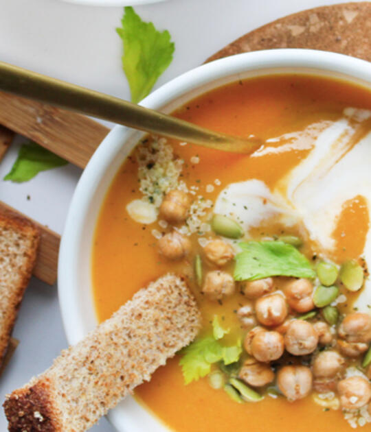 Chickpea, Red Lentil and Carrot Creamy Soup 