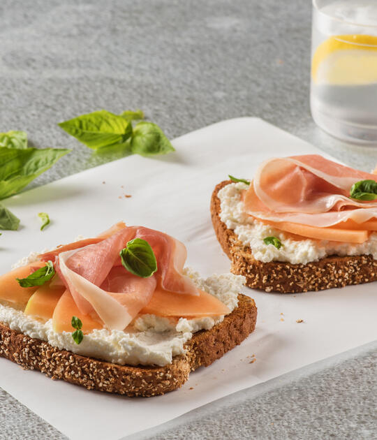 Prosciutto and Melon Sandwiches with Basil