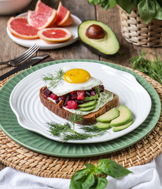 Beet Tartare and Avocado on Toast