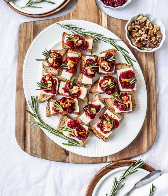 Brie, Cranberry and Walnut Squares