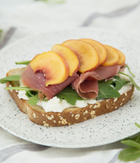 Peaches and Burrata Toasts