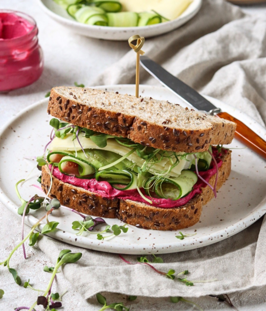 Beet Hummus Sandwich