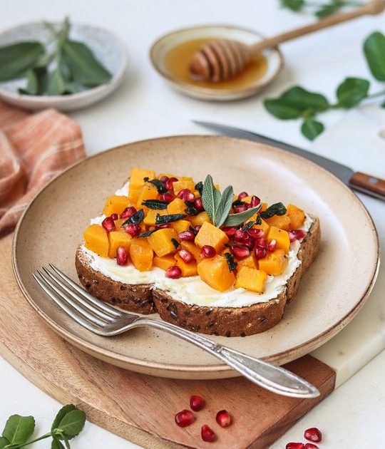 Toast with Roasted Squash and Goat Cheese