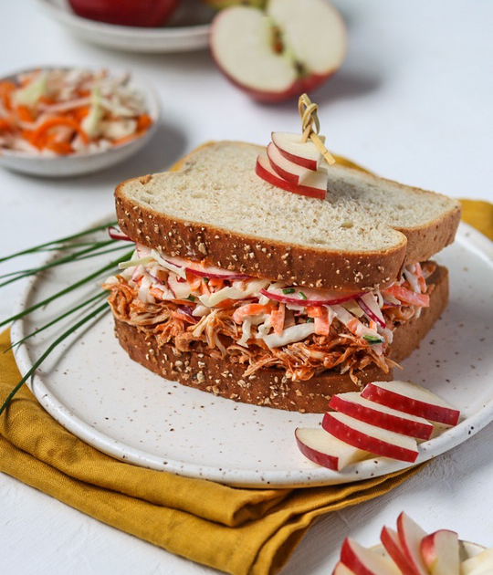 Pulled Chicken and Apple Slaw Sandwich