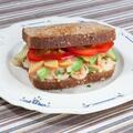 Shrimp Salad Sandwich with Avocado and Peach