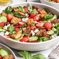 Strawberry, Watermelon and Cucumber Salad with Fresh Herb Croutons