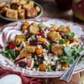 Pearl Couscous Salad with Squash, Apples and Curried Croutons