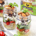 Mediterranean Quinoa and Herbed Crouton Salad in a Jar