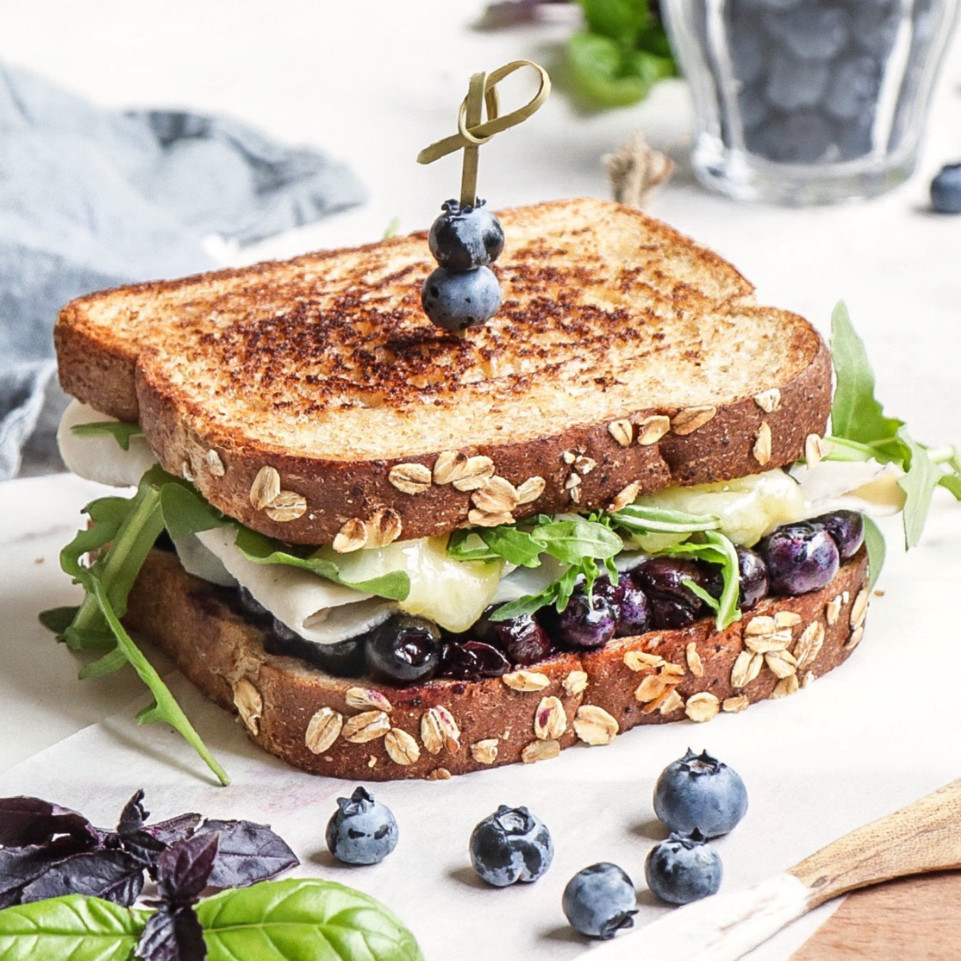 Grilled Cheese with Blueberries, Turkey and Cheddar