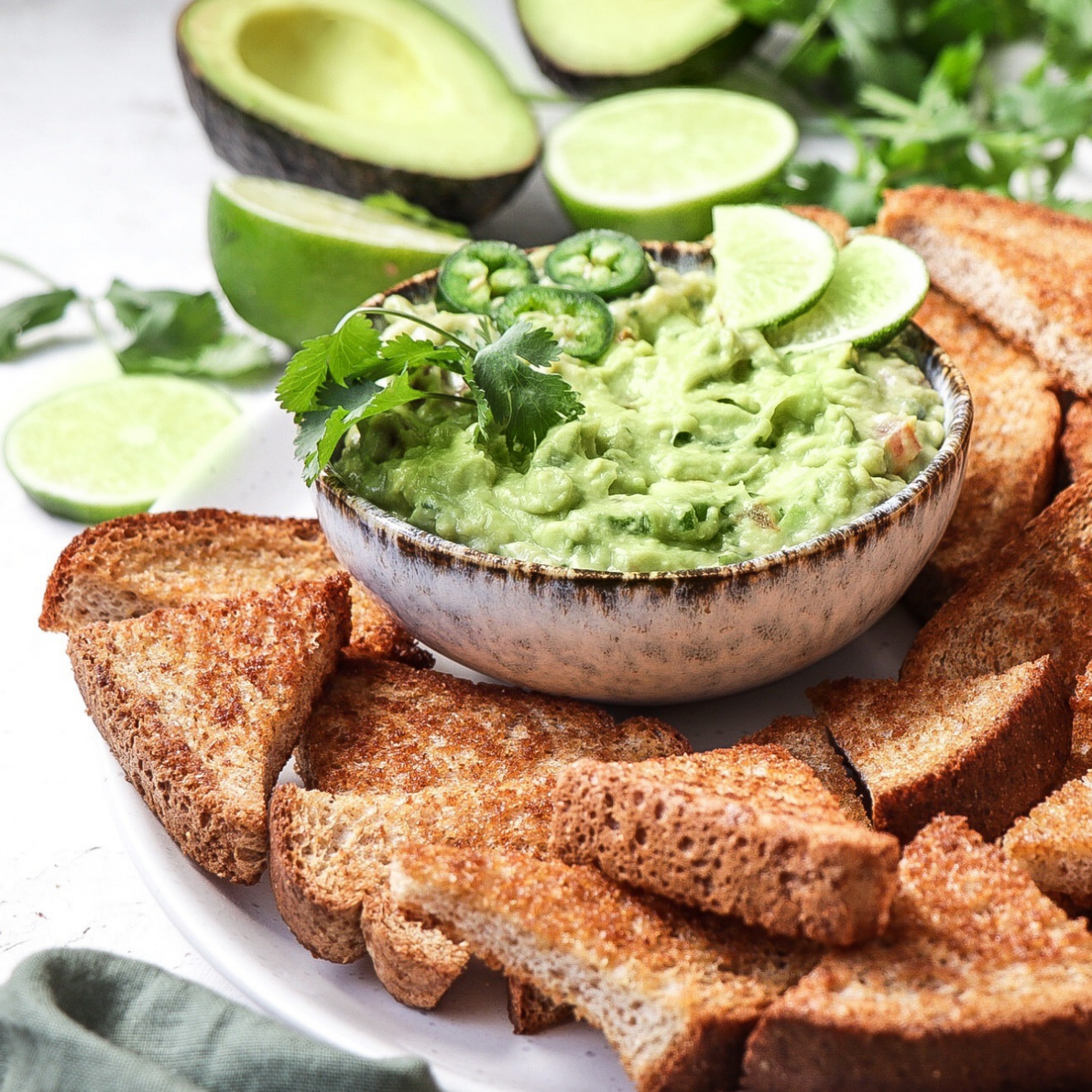 Guacamole with Coriander Toast Triangles