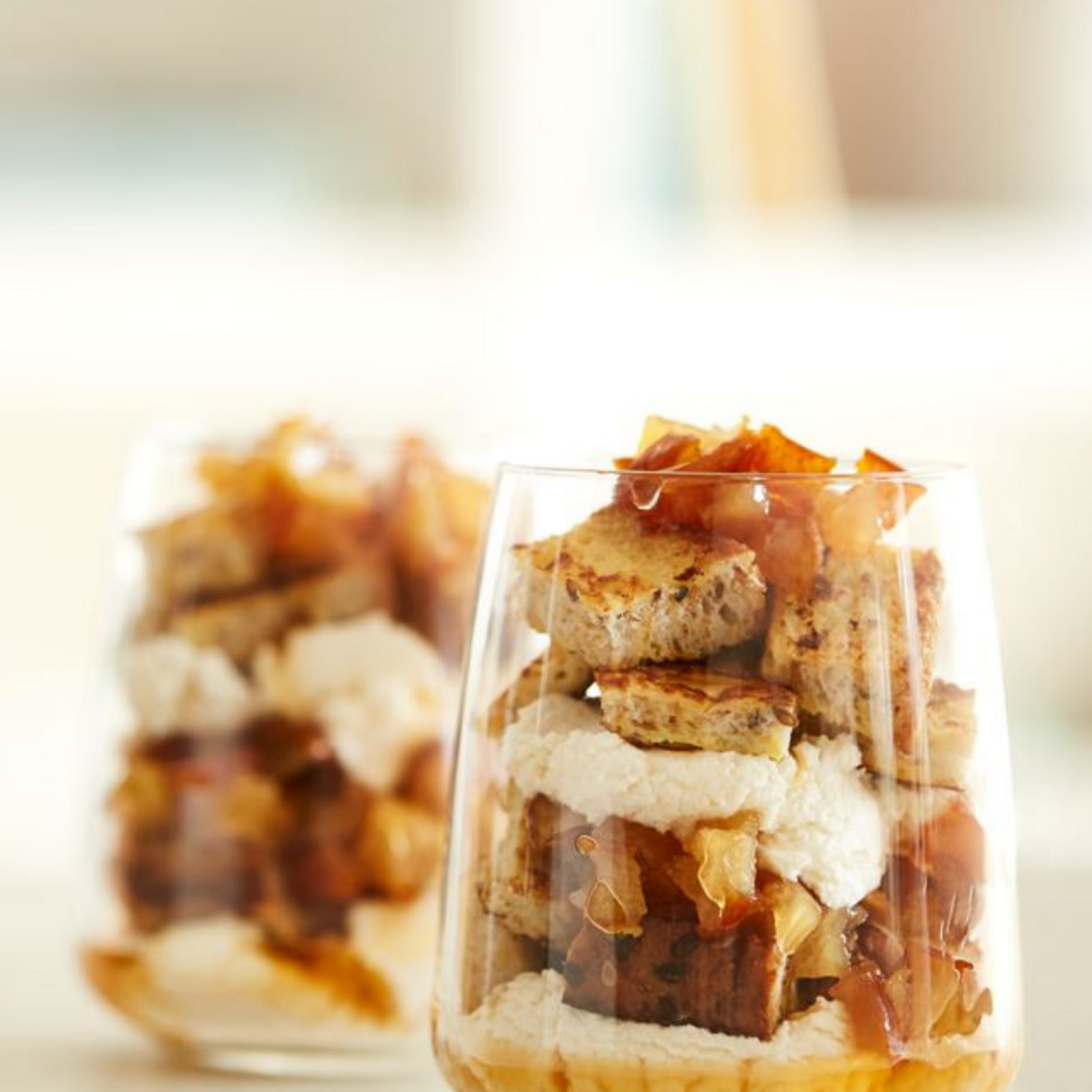 French Toast with Poached and Mascarpone Verrines